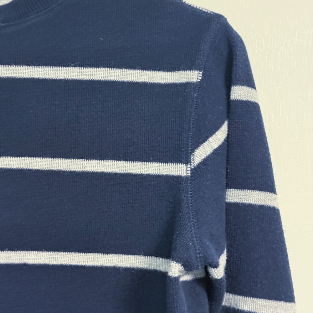 Old Navy Boys Striped Henley Shirt L 10-12 Navy Gray Cotton School Top - Picture 3 of 16